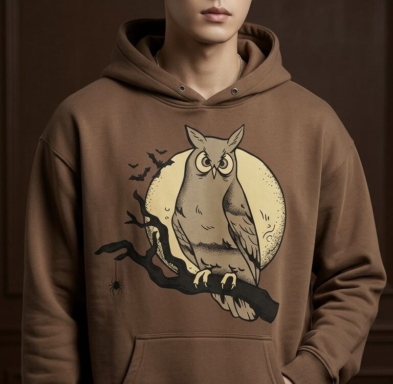 Sleepy Owl – Brown Hoodie