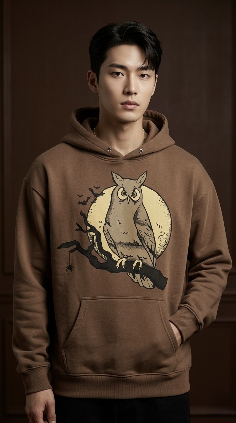 Sleepy Owl – Brown Hoodie