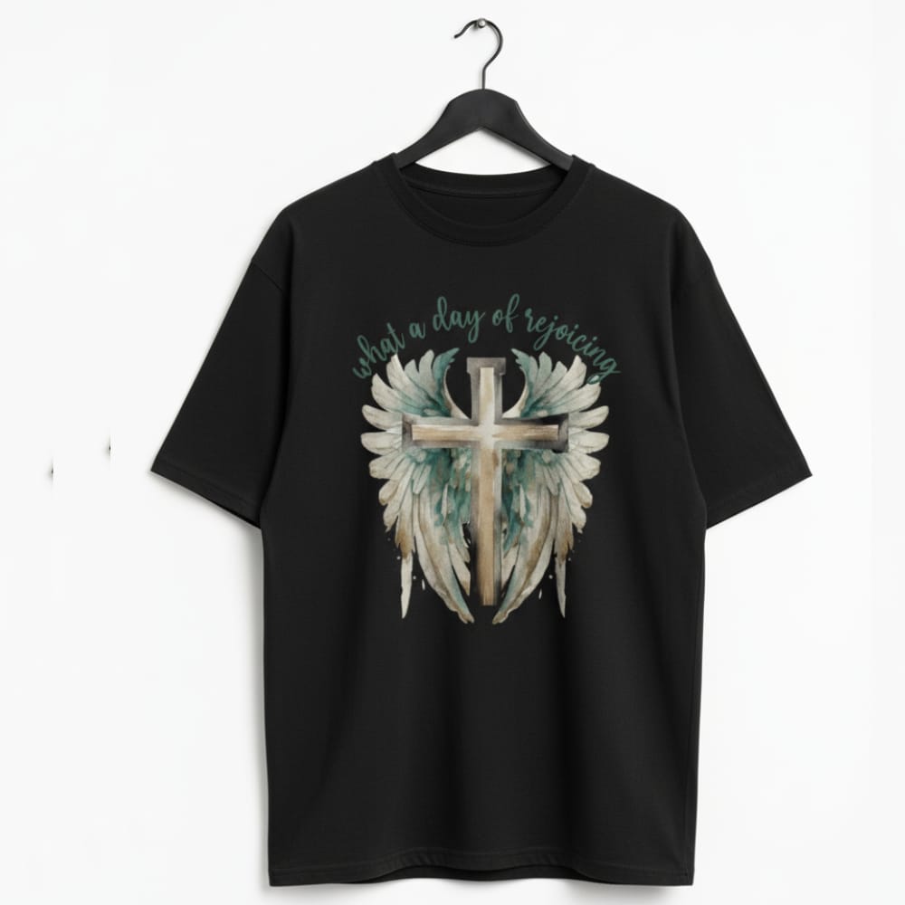 Angel Wings Cross – Black Oversized T-shirt