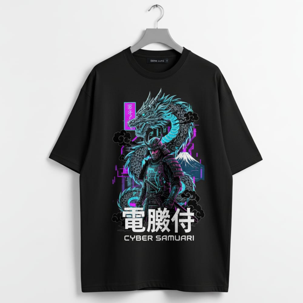 Cyber Samurai Collection: Dragon & Mech Oversize T-Shirt