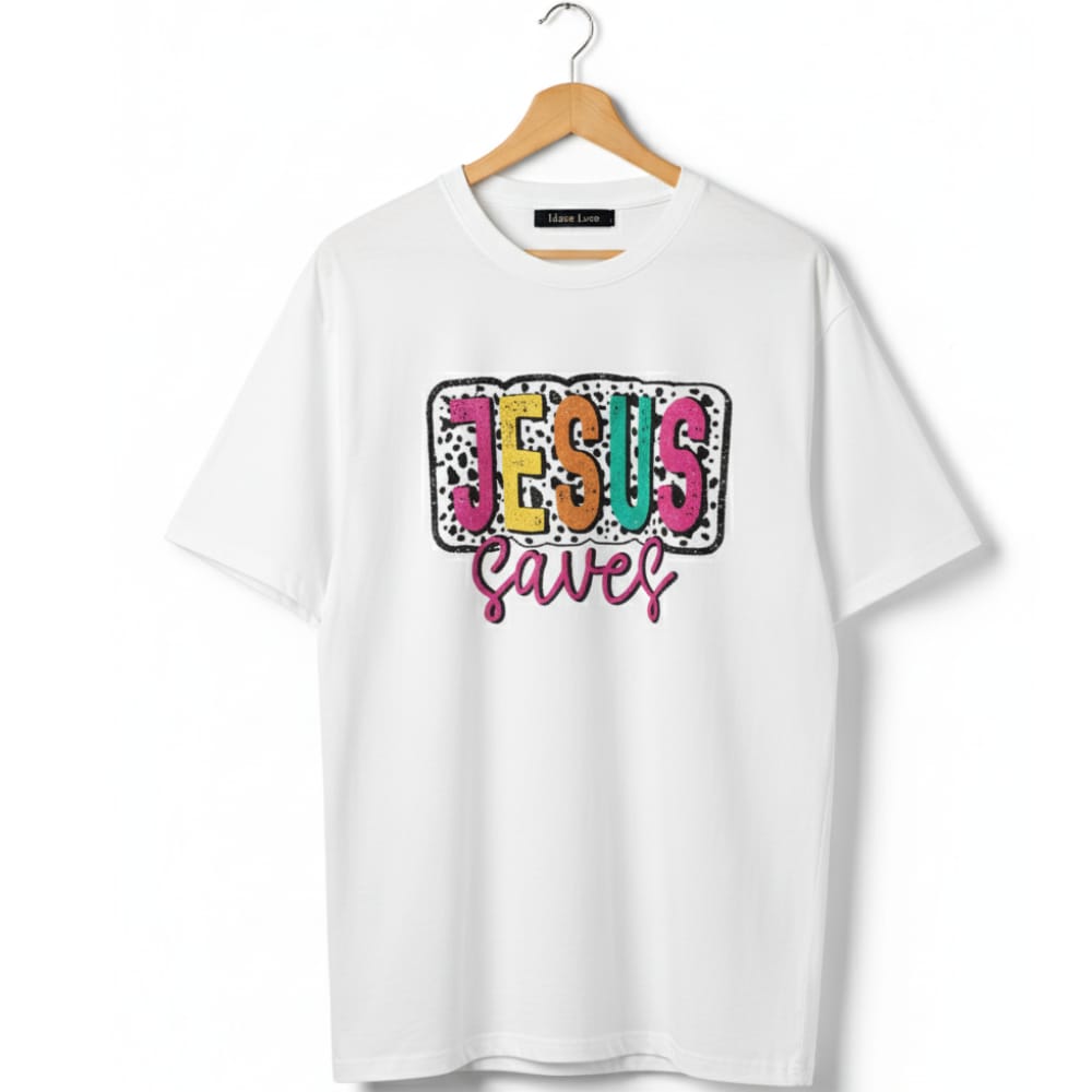 Bold "Jesus Saves" Oversized T-Shirt – Streetwear Style - Image 3