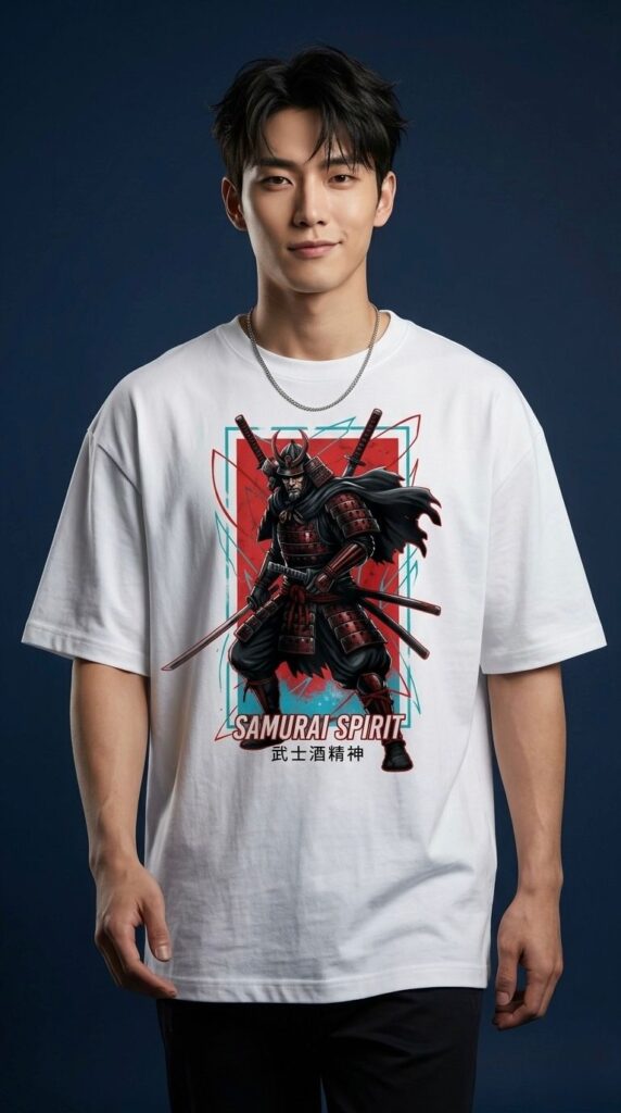Samurai Spirit Oversized Graphic T-Shirt for Men – Anime Streetwear Style