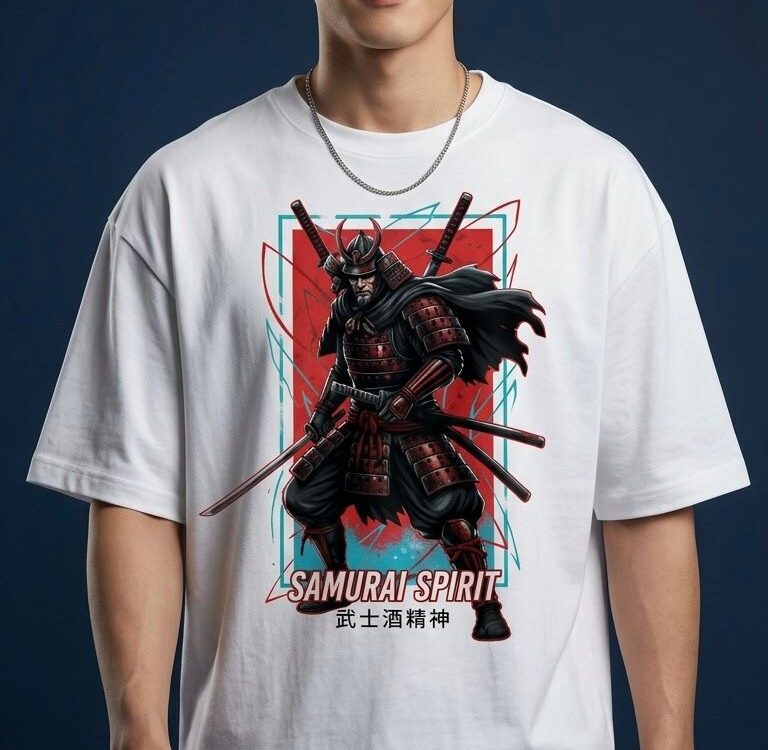 Samurai Spirit Oversized Graphic T-Shirt for Men – Anime Streetwear Style