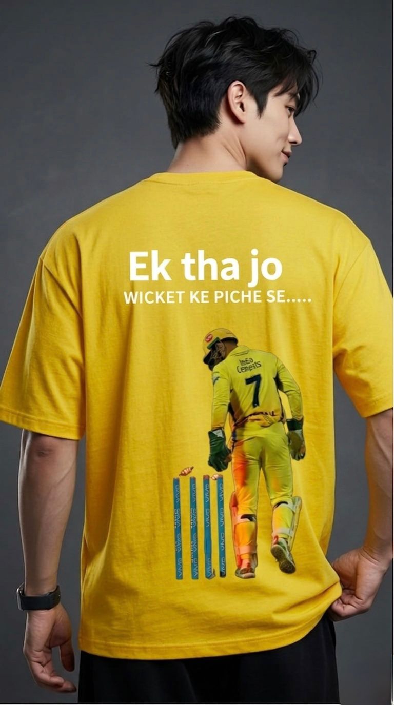 Ek Tha Jo – Captain Cool Inspired Oversized T-Shirt (Black/Yellow) - Image 2
